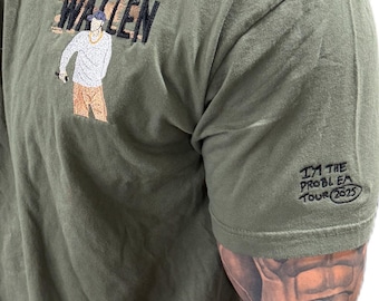 Camiseta bordada de Morgan Wallen: Gira "I'm The Problem" 2025, colores cómodos