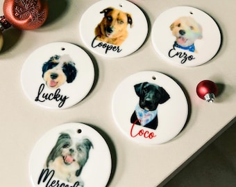 Adorno navideño personalizado con foto de mascota, regalo conmemorativo para perro y gato