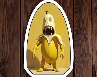 Sticker bananenmonster – schattig griezelig fruit vinyl sticker