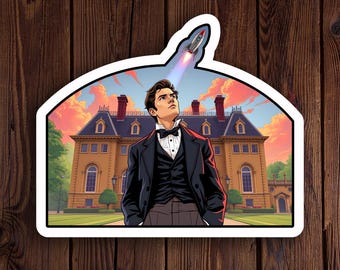 Sticker Mr Darcy Rocket Ship, Pride and Prejudice-sticker, geschenken ruimteliefhebber, sticker literatuurliefhebber, Jane Austen-sticker, laptopsticker