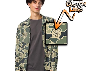 CUSTOM LOGO Camo Pattern with your logo Unisex Track Jacket -  Burlebo Camouflage - Trendy Personalized Camo Gear