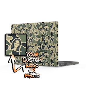 CUSTOM LOGO/PHOTO Camo Pattern MacBook Case - Hunting Outdoorsman Gift - Burlebo Camouflage - Unique Trendy Personalized