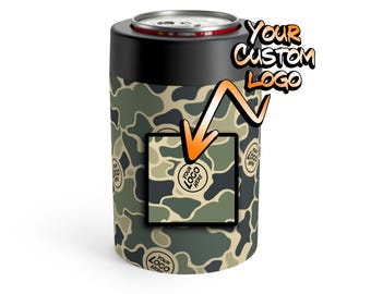 CUSTOM Camo Logo Camo Pattern Can Holder | Burlebo Camouflage Insulated Stubby Cooler | Marketing Show Your Brand