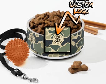Tazón para mascotas con diseño de camuflaje y logotipo personalizado: Burlebo Camouflage: equipo de camuflaje personalizado de moda
