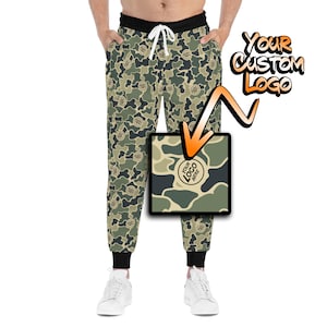 CUSTOM LOGO Camo Pattern - Camo Athletic Joggers, Trendy Workout Pants, Casual Joggers, Fitness Apparel, Unique Gift for Him/Her