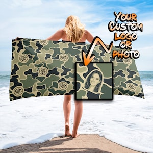 CUSTOM LOGO Camo Pattern with your logo Towel -  Burlebo Camouflage - Trendy Personalized Camo Gear