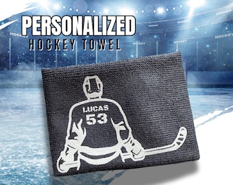 Personalized Microfiber Hockey Towel – Set of Two – Custom Name & Number