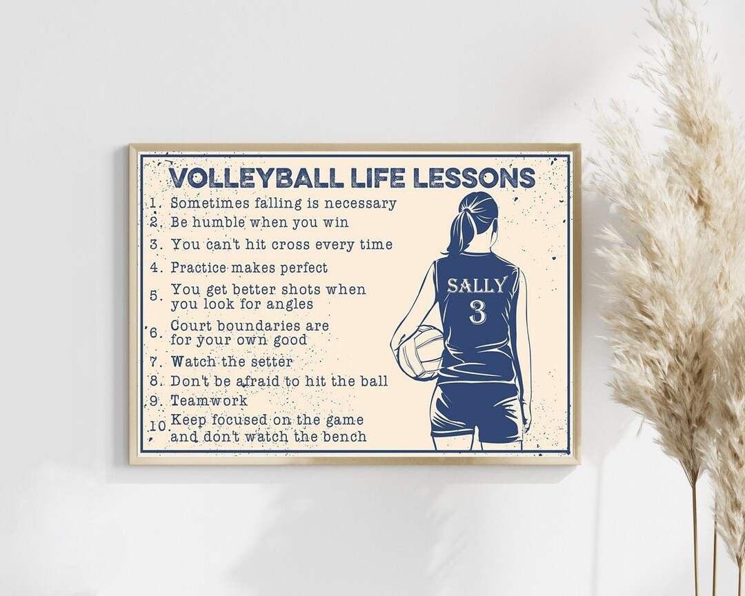 Personalized Volleyball Life Lessons Art Gift for Volleyball Etsy