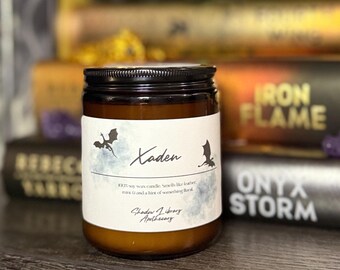 Xaden Riorson Candle: Leather, Mint & Violet - Fourth Wing Bookish Soy Candle
