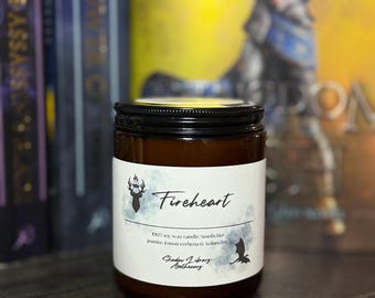 Fireheart Candle: Jasmine, Lemon Verbena, Bookish Soy Wax