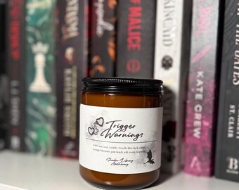 Trigger Warnings Candle | Dark Floral Bookish Candle | Dahlia, Orange Blossom & Amber | Dark Romance Reader Gift