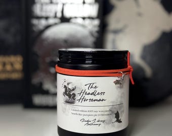 Headless Horseman Candle | Pumpkin Spice Soy Wax, Bat Charm