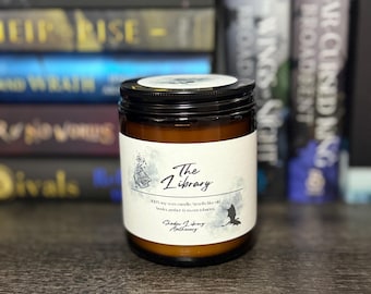The Library Candle: Old Books, Amber & Sweet Tobacco Scented - Handmade Soy Wax