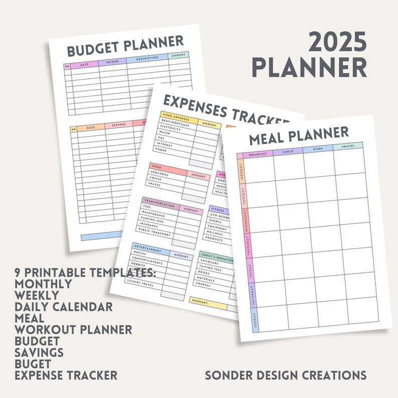 2025 Planner, Printable Annual Calendar, Monthly Calendar, Daily