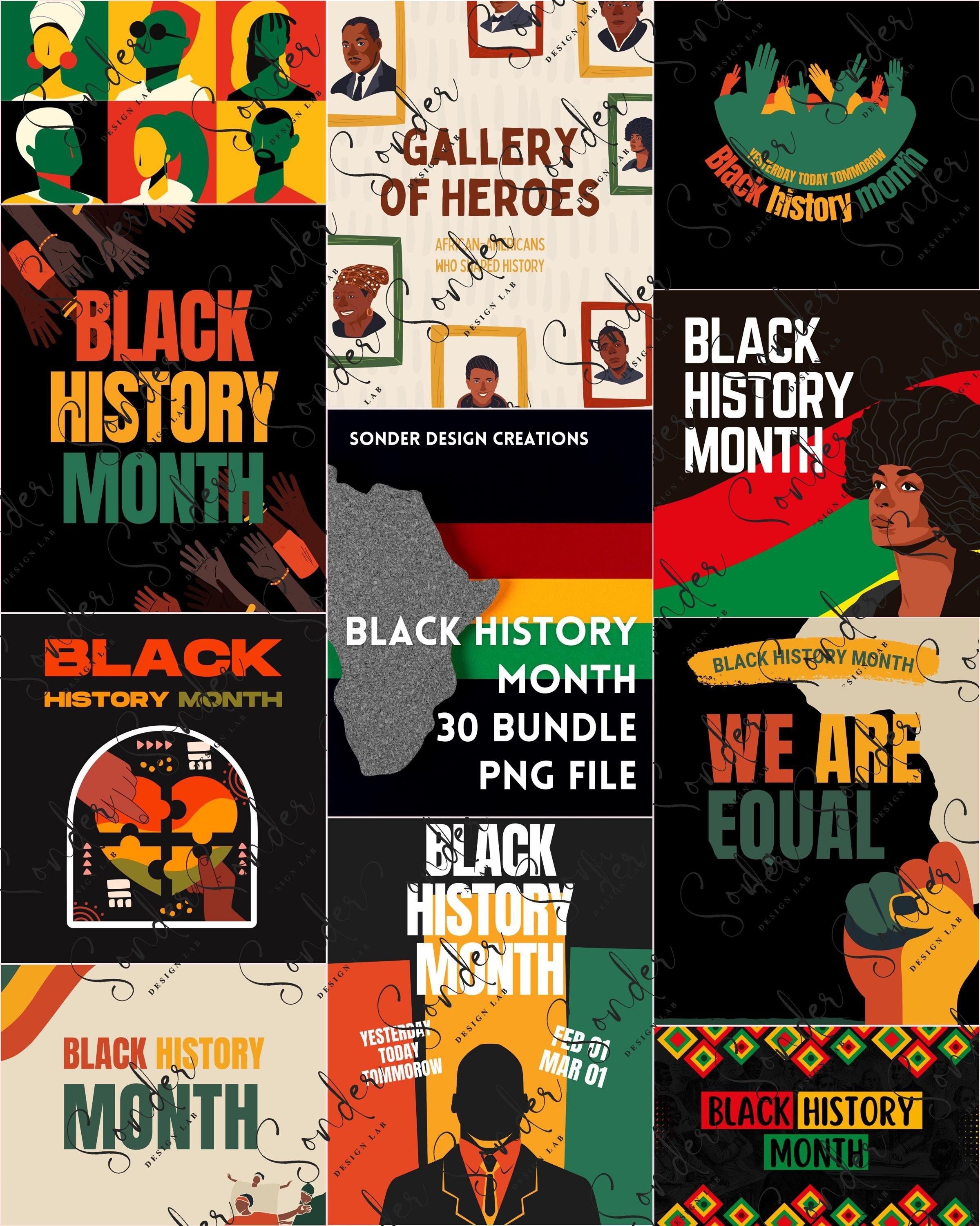 Downloadable Black History Month PNG Bundle, 30 Black History Month PNG ...