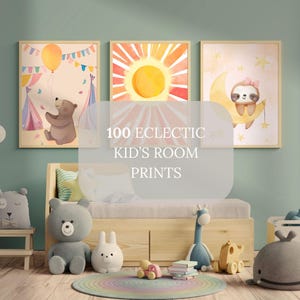 Bundle of 100 Nursery Prints - Kids Room Wall Art Collection - Baby Room Decor - Playful Animal Prints - Eclectic Nursery Wall Art