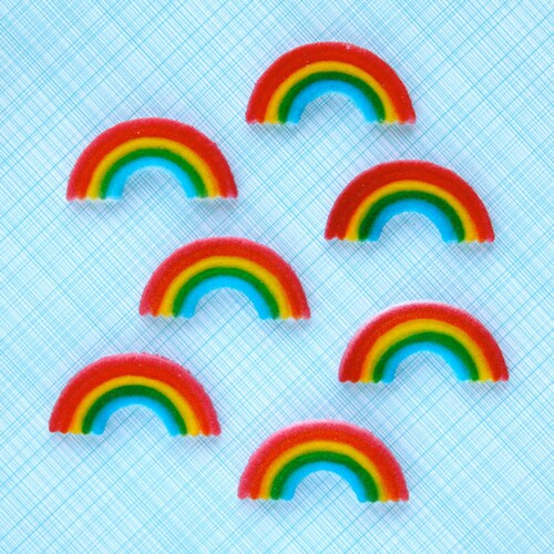 Rainbow Edible Sugar Decorations for Cupcake and Cake Decorating - Rainbow Cupcake Toppers - Rainbow Birthday Party (12)