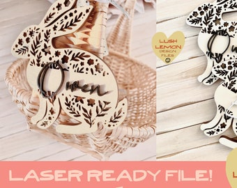 Etiqueta de nome de coelho da Páscoa SVG Folk Escandinavo