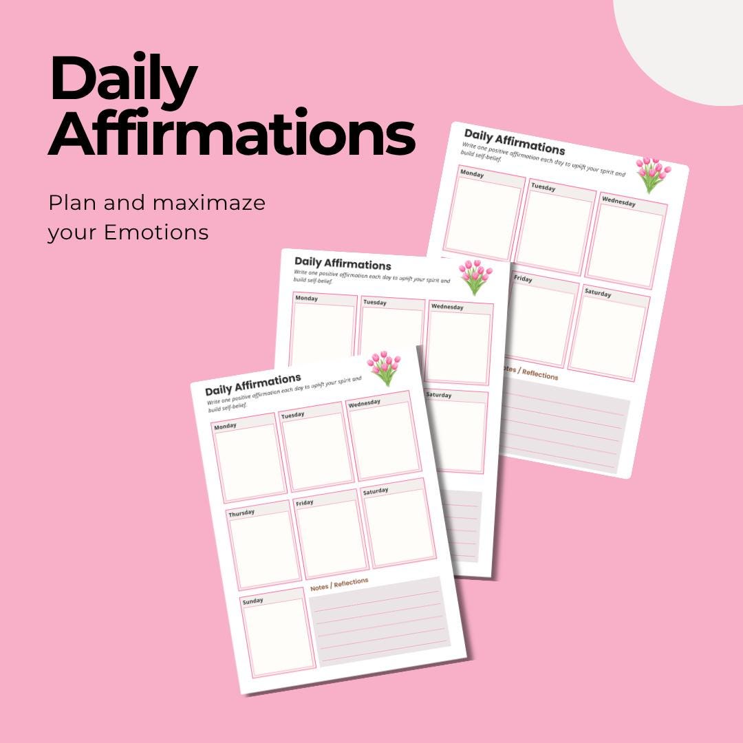 Daily Affirmations Printable | Positive Mindset Planner, Self Love ...
