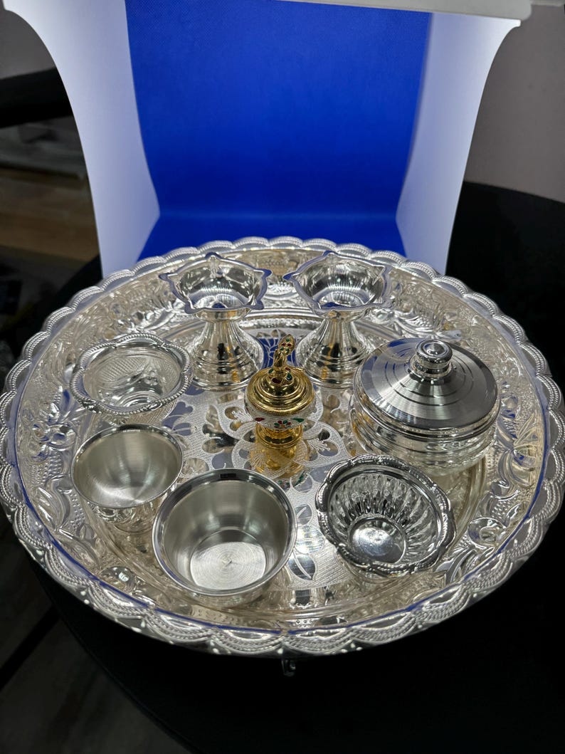 Pure Silver Hand Made, hand crafted for special occasions devotional purposes.We can sell all as a set or you can buy separately as well.