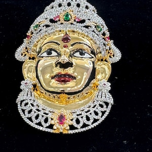 Silver Varalakshmi matha Roopu in gold coated and with CZ stones