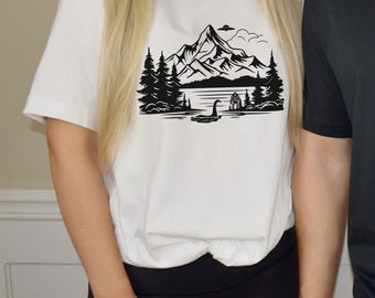 Nature Lover Tee with Bigfoot, UFO, Loch Ness Monster, Mythical Creature Shirt, Sci-fi lover gift, Supernatural t-shirt, paranormal tshirt