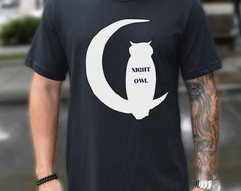 Night Owl Tee, Perfect Gift for Night Owls, Gift for Owl Lovers, Animal Lover T-shirt, Nature shirt, Women or Men night owl tshirt