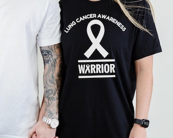 Lung Cancer Awareness Warrior T-shirt, White Ribbon Tee, Gift for Lung Cancer Patients, Cancer Survivors tshirt, Shirt for Cancer Support