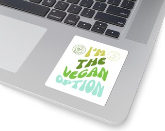 I'm the Vegan Option Kiss-Cut Stickers, Cool Retro Art Design, Gift for Vegans, Plant Based Sticker, Vegan Decal, Herbivore Design