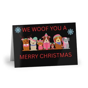 Weihnachtsgrußkarten mit Hundemotiven - We Woof You A Merry Christmas, 10 Weihnachtskarten, Geschenke für Tierliebhaber, Festliche Karten im Set