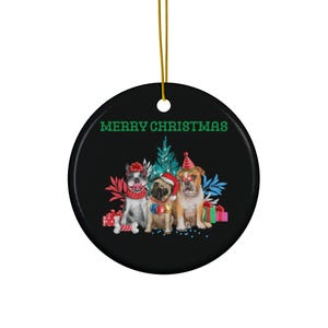 Dog Lover&#39;s Christmas Ornament, Pet Holiday Decor, Merry Christmas Ceramic Hanging Decoration, Gifts for Dog Owners, Cute Animal Christmas