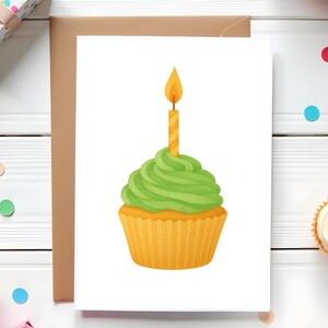 Carte d'anniversaire cupcake, carte d'anniversaire imprimable, carte d'anniversaire de femme