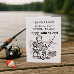 Carte de fête des pères amusante à imprimer | papa pêcheur de Zazzle.be Liste d'envies Vous avez des idées ? Une mauvaise journée de pêche, mieux que d'être parent | Carte de père en téléchargement numérique