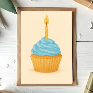 Carte d'anniversaire imprimable instantanée, carte vierge imprimable, carte de cupcake, téléchargement numérique, carte réutilisable, carte pour elle