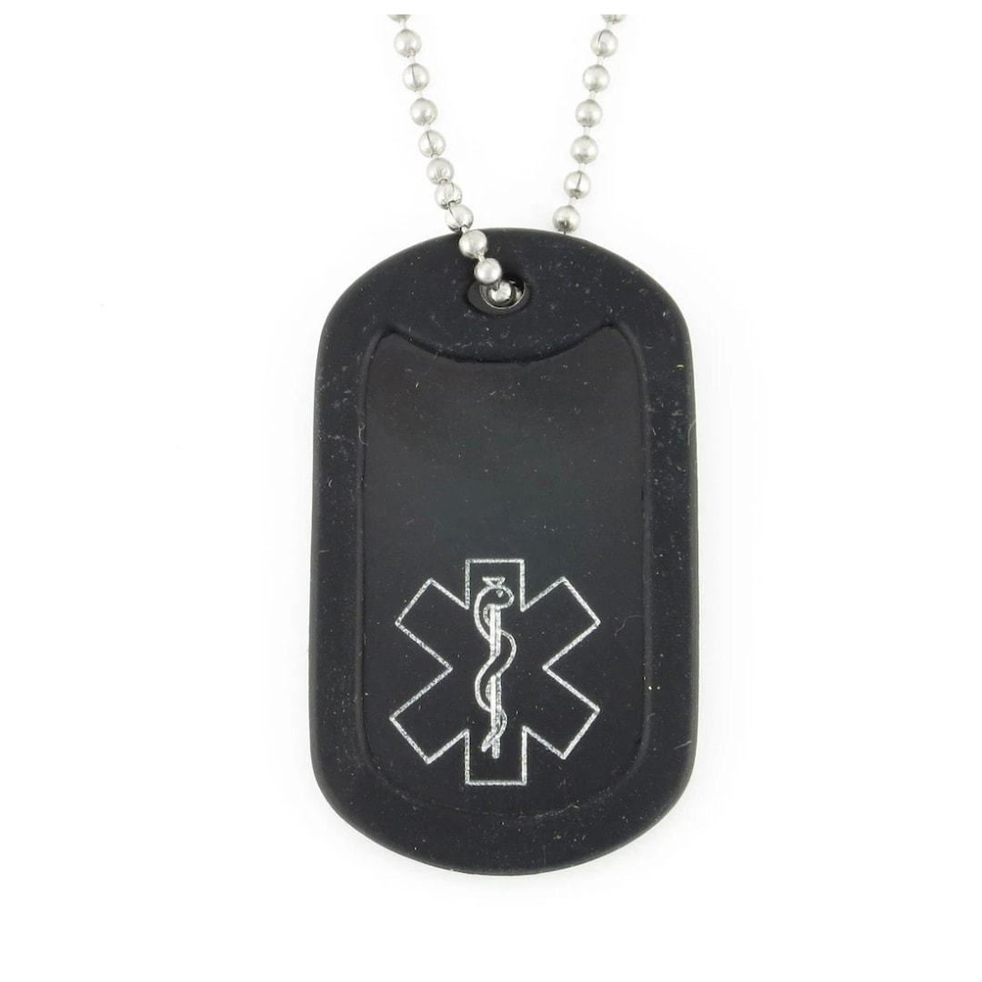 Black Medical Dog Tag Medical ID Alert Men's Medical Tag Medic Tag