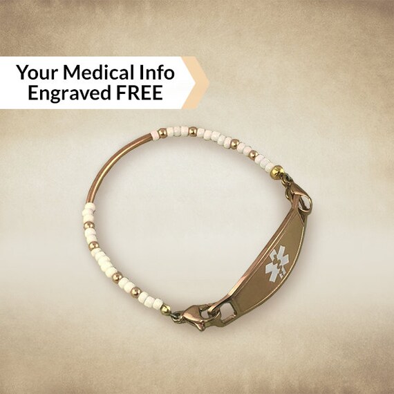 Beaded Medical Alert Bracelet Medical ID Bracelet Women Etsy