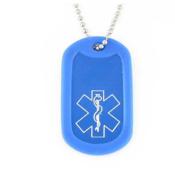 Blue Medical Alert Dog Tag Lightweight Aluminum Medical ID | Etsy