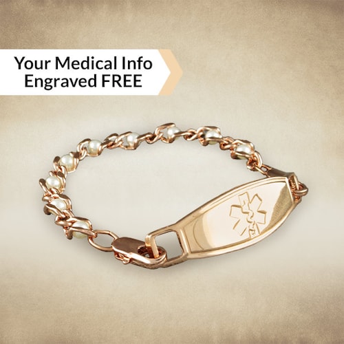 Medical Alert Bracelet Gold Plated Medical ID Bracelet Women Etsy
