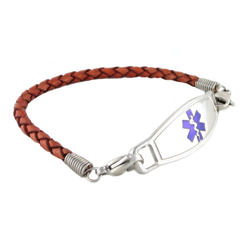Leather Alert Bracelet Medical Bracelet Braided Bracelet Etsy