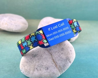 Autism ID Bracelet, Child ID Bracelet, Kids ID Bracelet If Lost, Kids Safety Bracelet, Autism Bracelet Kids ~ Puzzle