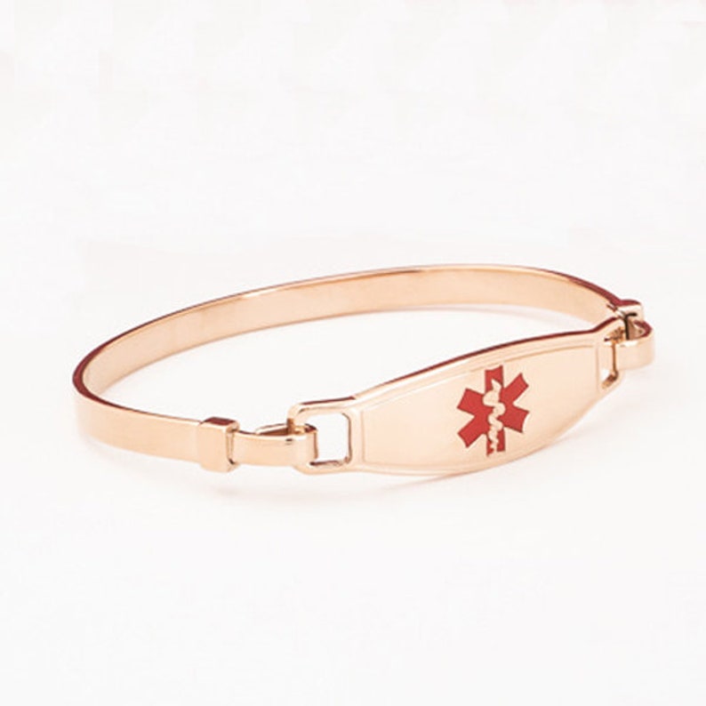 Rose Gold Medical Alert Bracelet Women Easy on & off Medic Etsy