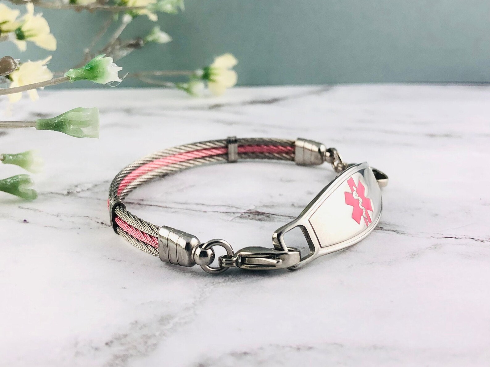 Pink Medical Alert Bracelet for Women Lymphedema Alert Etsy