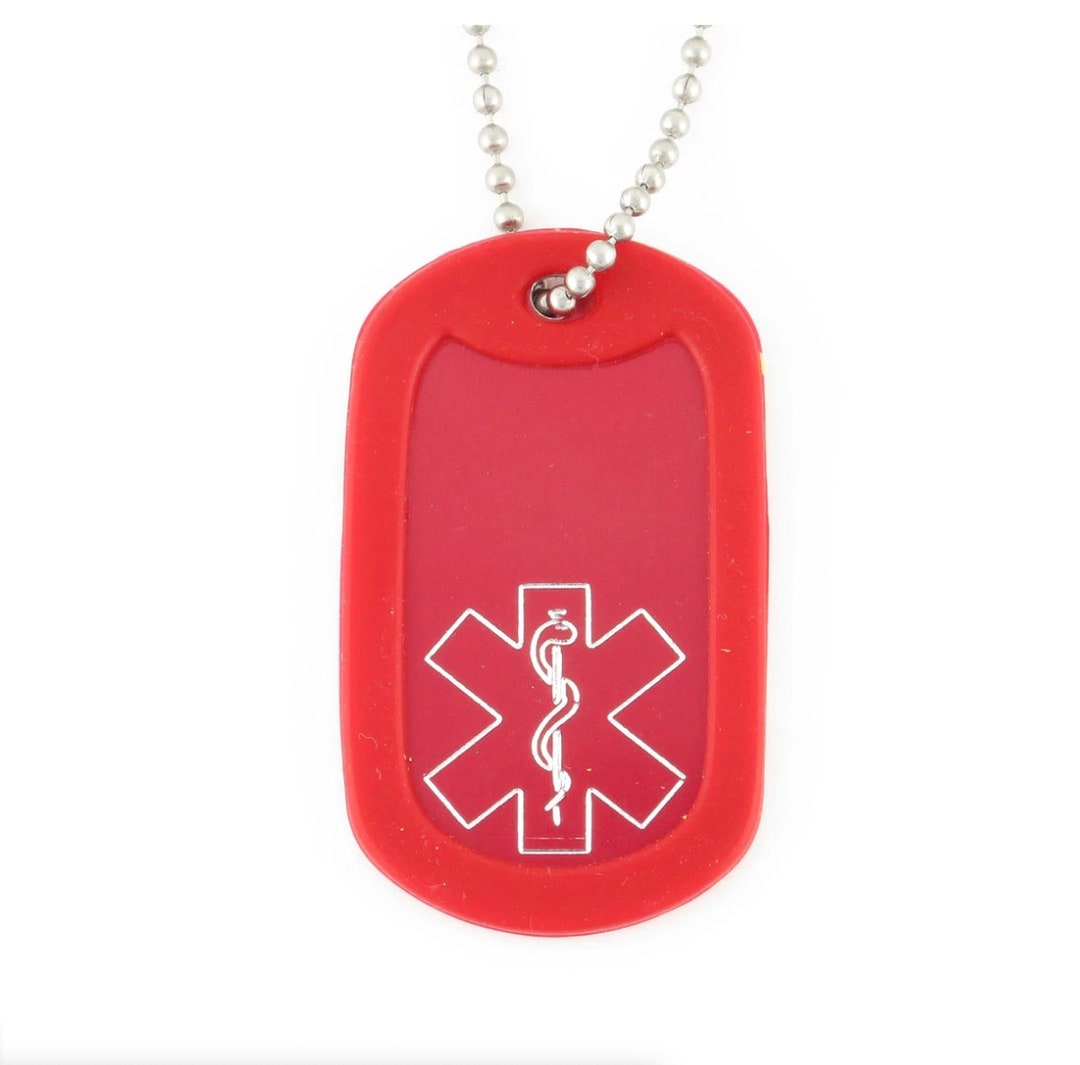 Red Medical Dog Tag Medical ID Alert Medic Dog Tag Medical Tag Medical