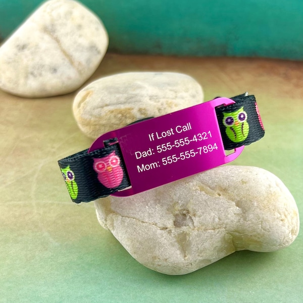 Kids ID Bracelet, Child ID Bracelet If Lost, Child Identification, Special Needs Mom ~ Owl