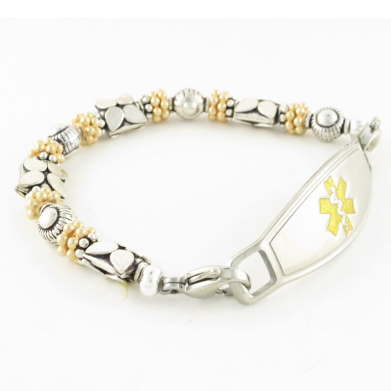 Beaded Medical Alert Bracelet Women's Medical Alert ID Etsy