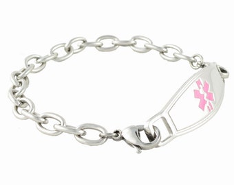 Medical Alert Bracelet Woman - Med ID Bracelet - Medic Alert Bracelet For Men ~ Stainless Steel Cable Link