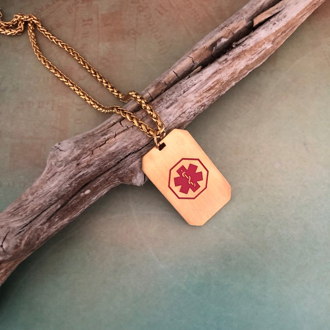 Mens Medical ID Dog Tag Necklace Mens Medical Alert Dog Tag Medical ID
