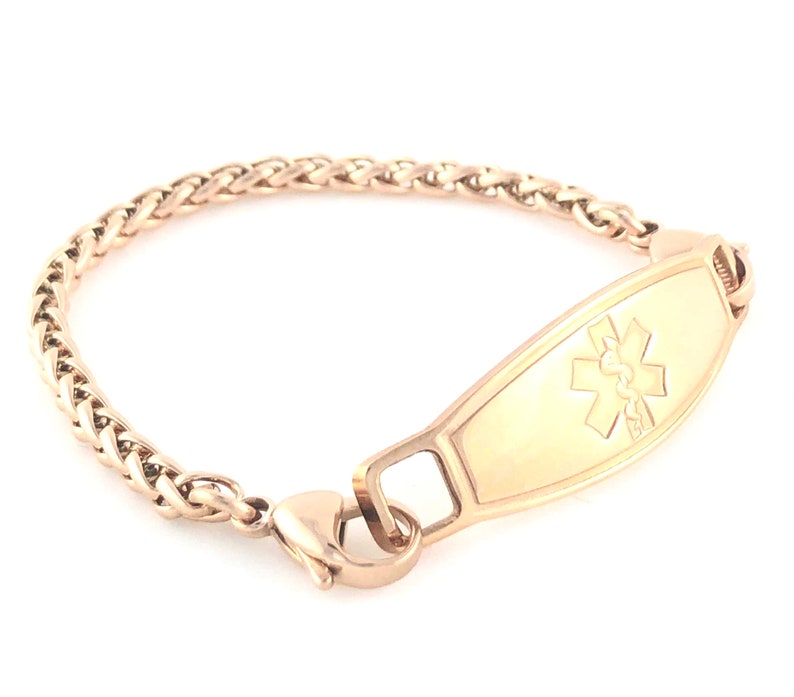 Rose Gold Medical ID Bracelet Women's Medic Alert Etsy