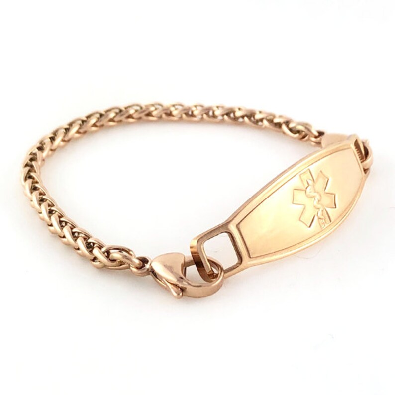 Rose Gold Medical ID Bracelet Women's Medic Alert Etsy