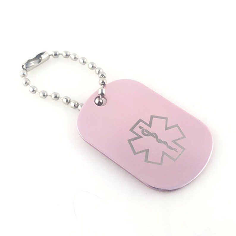 Rose Medical Keychain Dog Tag Keychain Medical Alert Etsy